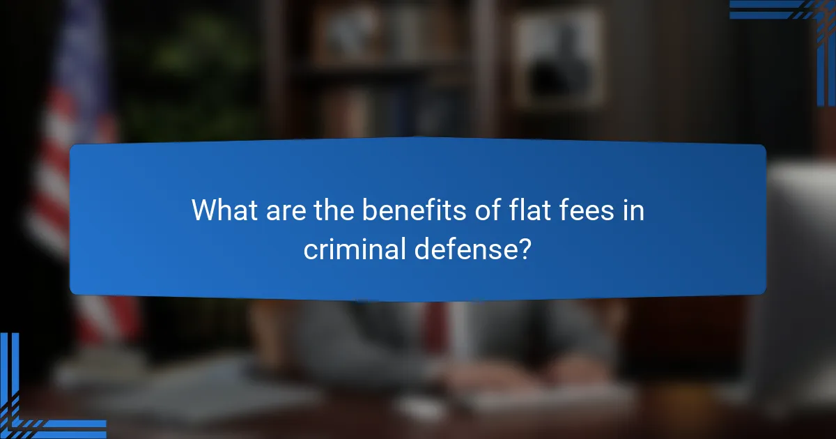 What are the benefits of flat fees in criminal defense?