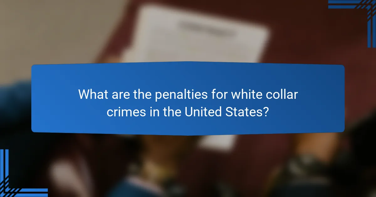 What are the penalties for white collar crimes in the United States?